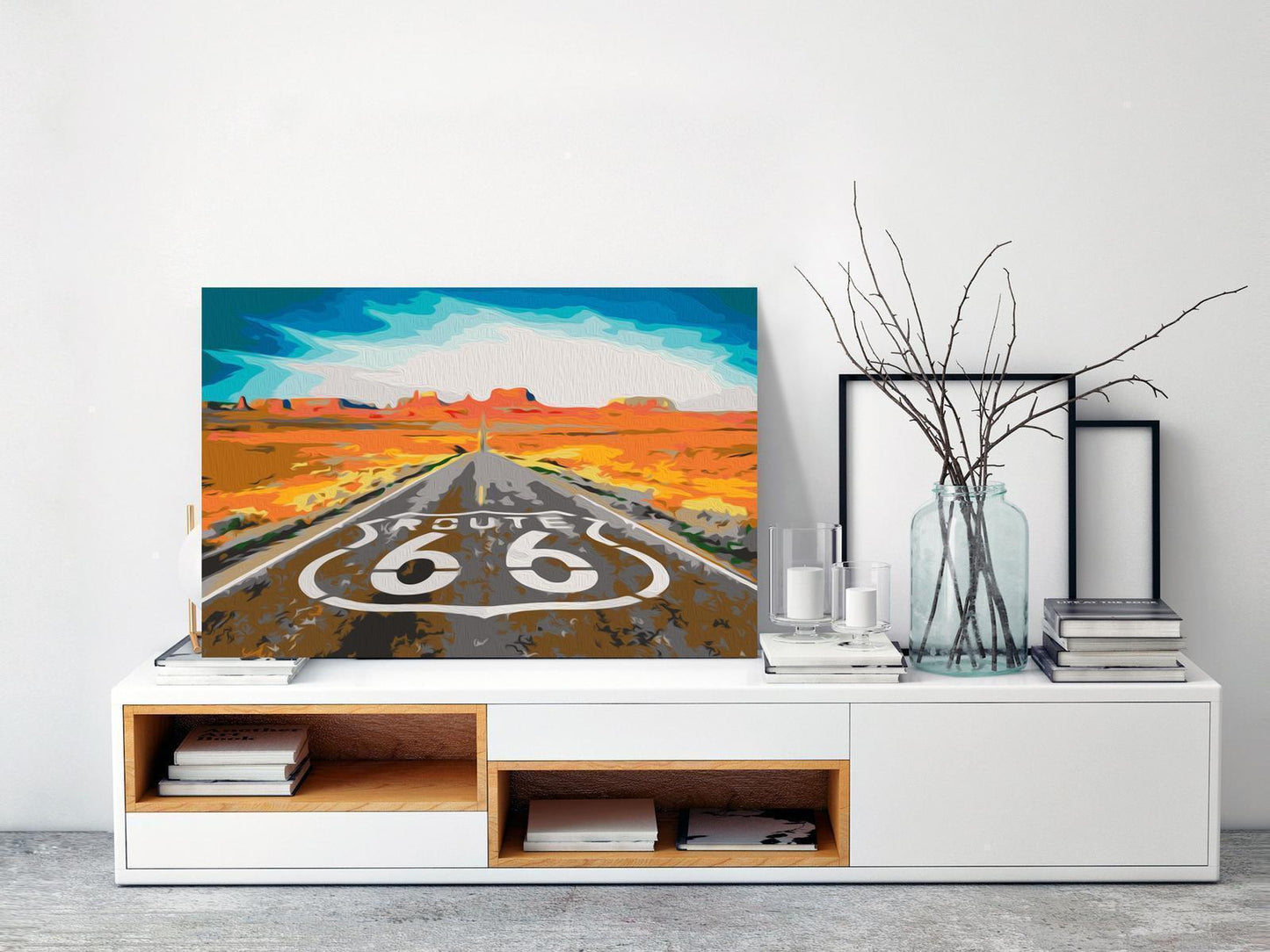 Malen nach Zahlen Route 66 - Detailansicht des legendären Amerika-Motivs