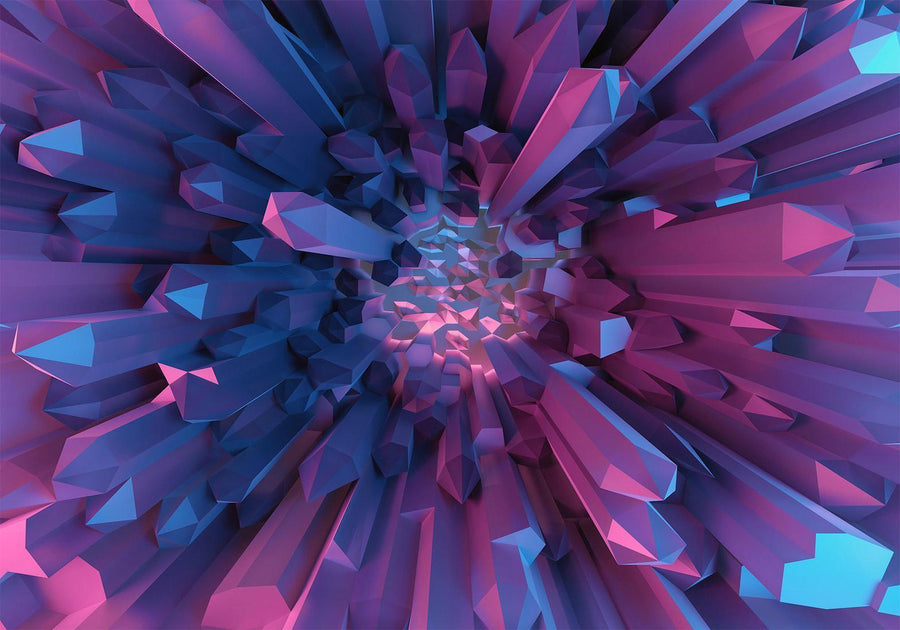 Fototapete Kristall & Geometrie in Lila – 3D-Effekt mit moderner Eleganz
