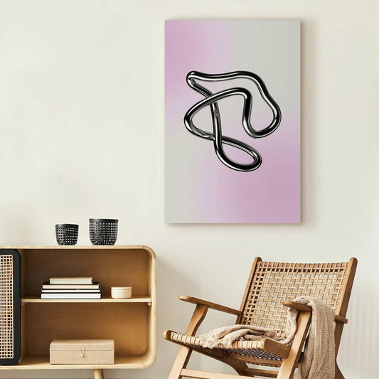 Leinwandbild - Silver Intricacies - Fluid Metallic Figure on a Gradient Background Artgeist
