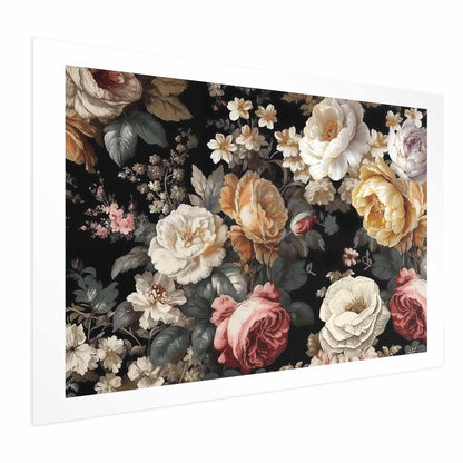 Poster - Colorful Flowers on a Black Background