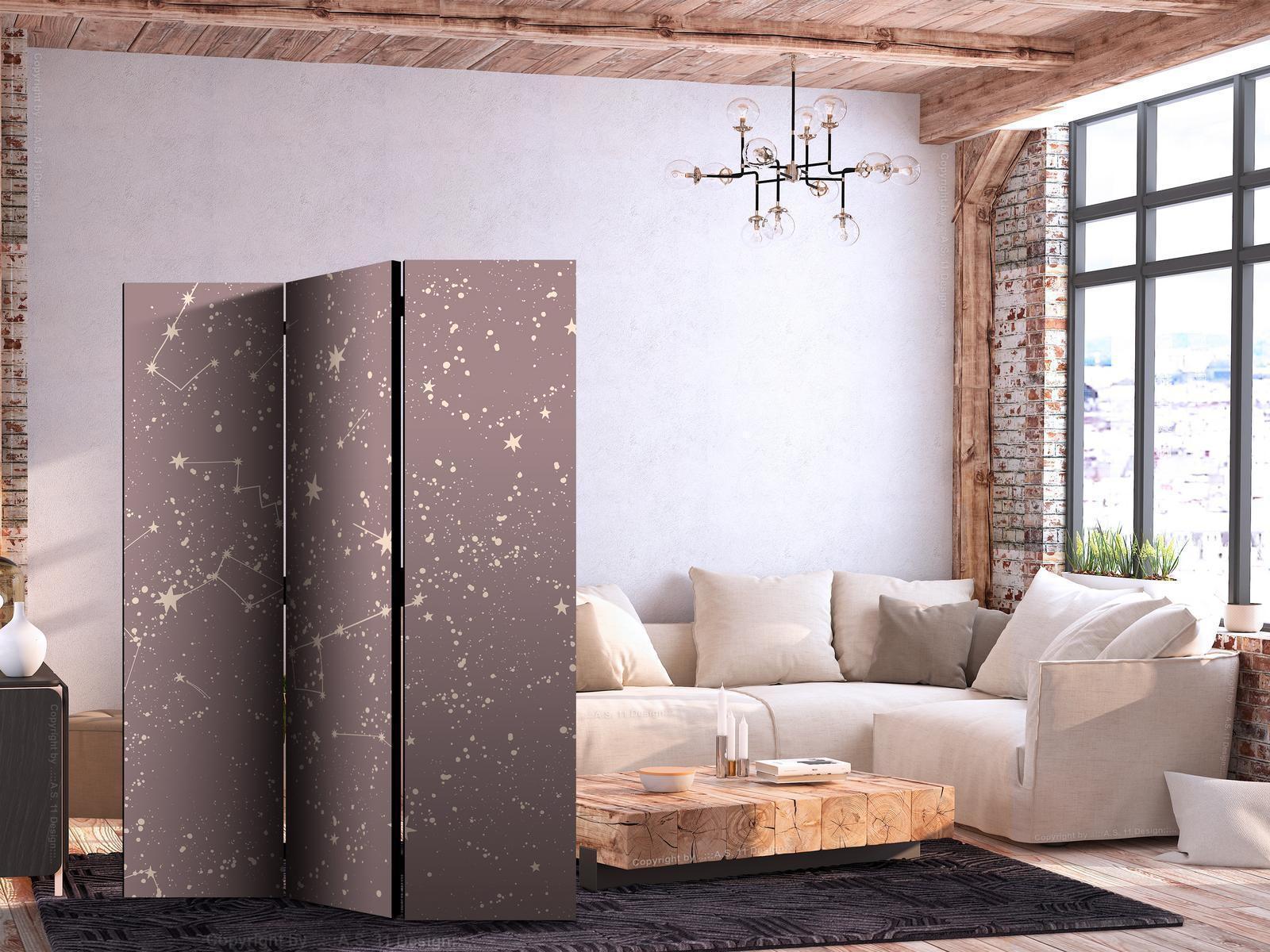 Paravent - Night Sky - Artistic Constellations and Stars in Pastel Shades Artgeist