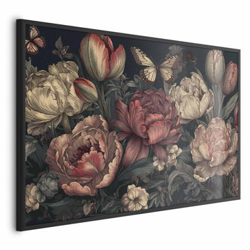 Poster - Flowers on a Turquoise Background Artgeist