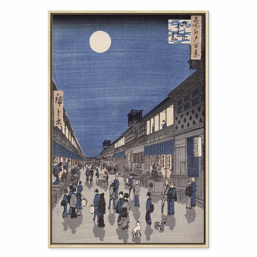Leinwandbild - Utagawa Hiroshige – Night time view of Saruwaka Street