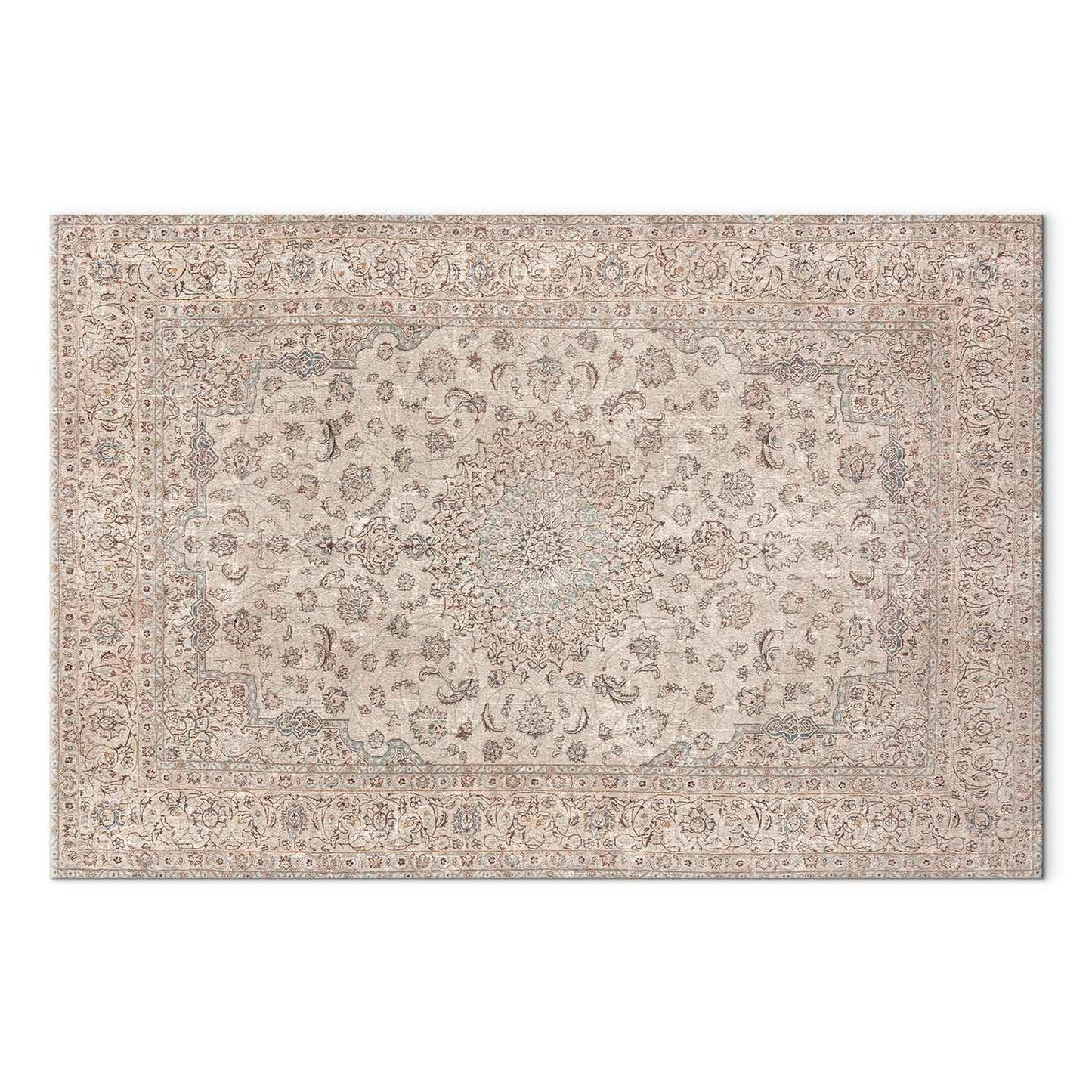 Leinwandbild - Sand carpet - worn Persian carpet with rich decorative motifs