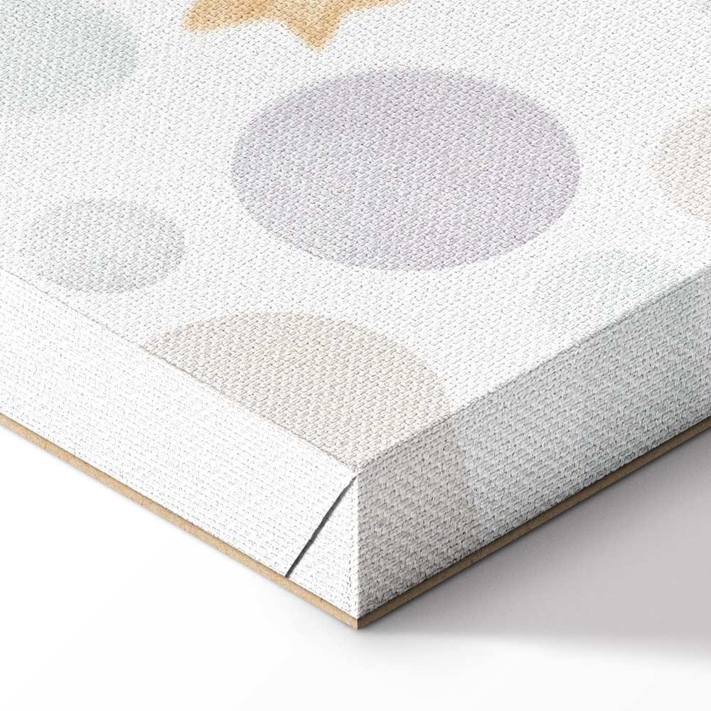 Leinwandbild - Galactic Races - A Bear Participating in Car Races Among Planets Clouds and Stars in Pastel Hues