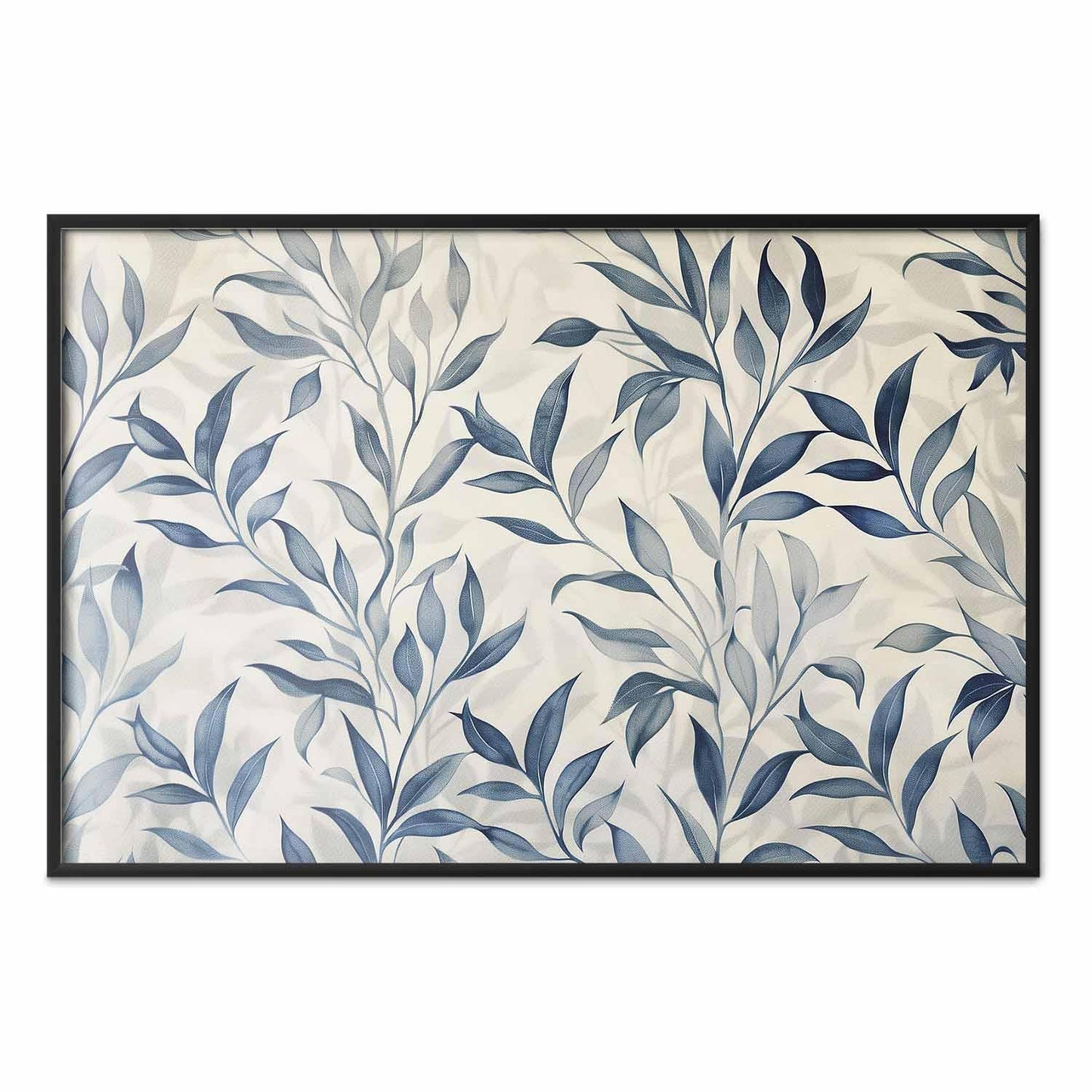 Poster - Delicate Botanical Motif with Blue Leaves