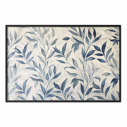 Poster - Delicate Botanical Motif with Blue Leaves