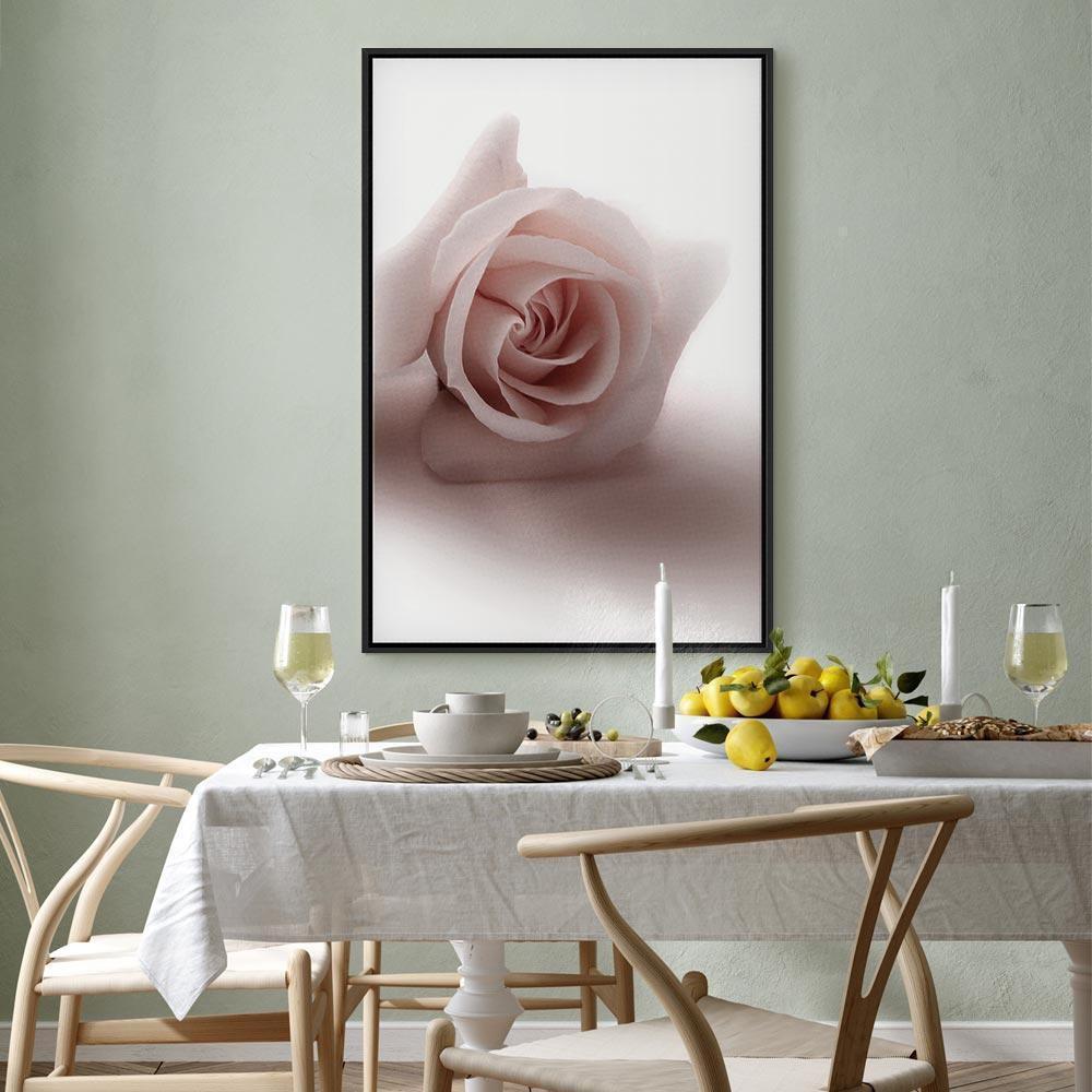 Leinwandbild - Floral Glamour Glow (1-part) - Delicate and Pastel Pink Rose