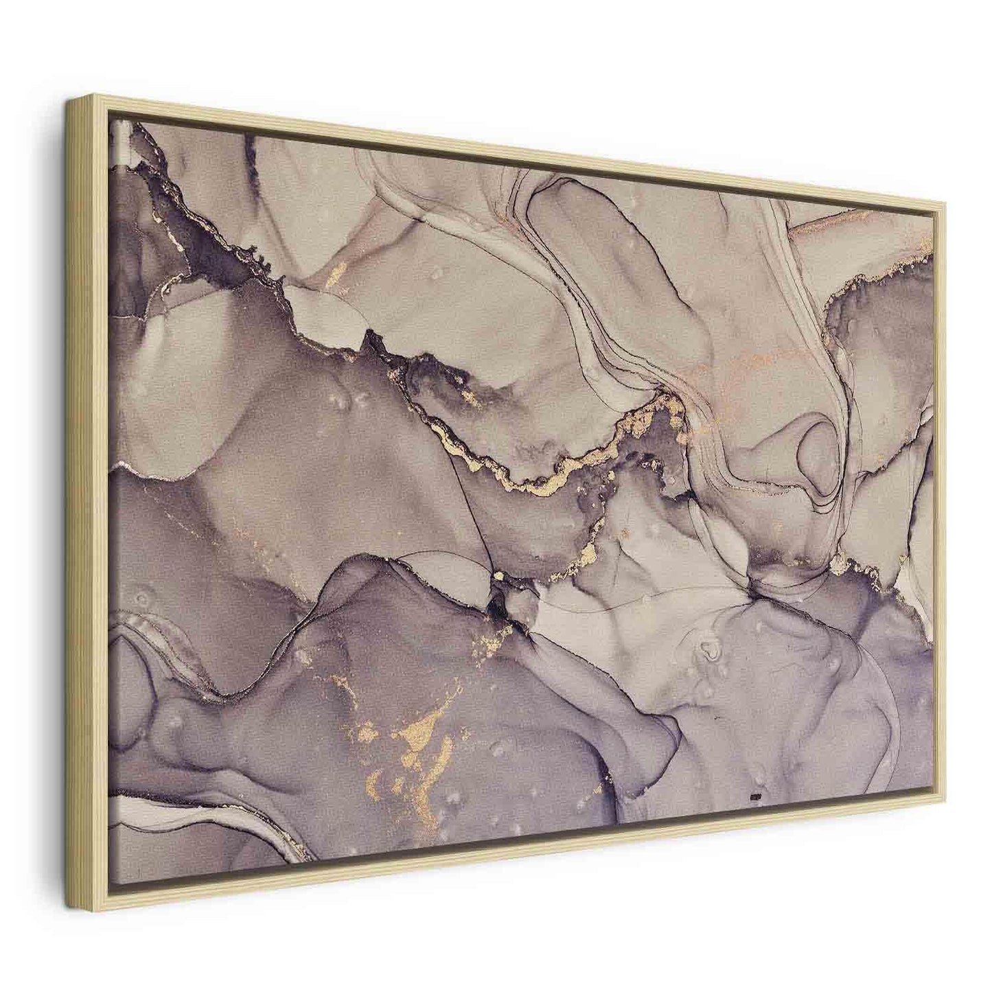 Leinwandbild - Watercolour abstraction - powder pink marble with gold accents