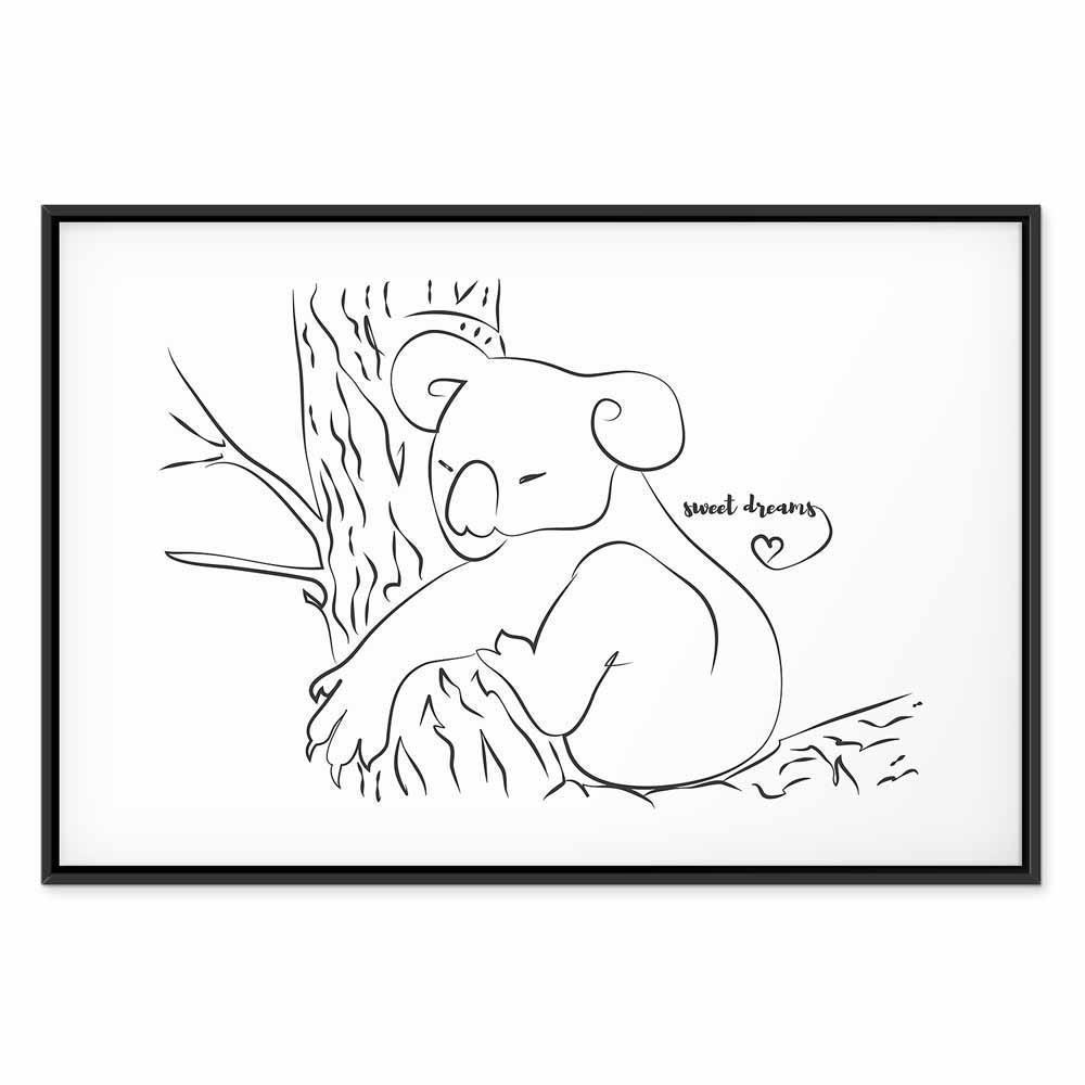 Leinwandbild - Quiet Charm of Nature (1-part) - Sleeping Koala in Black and White
