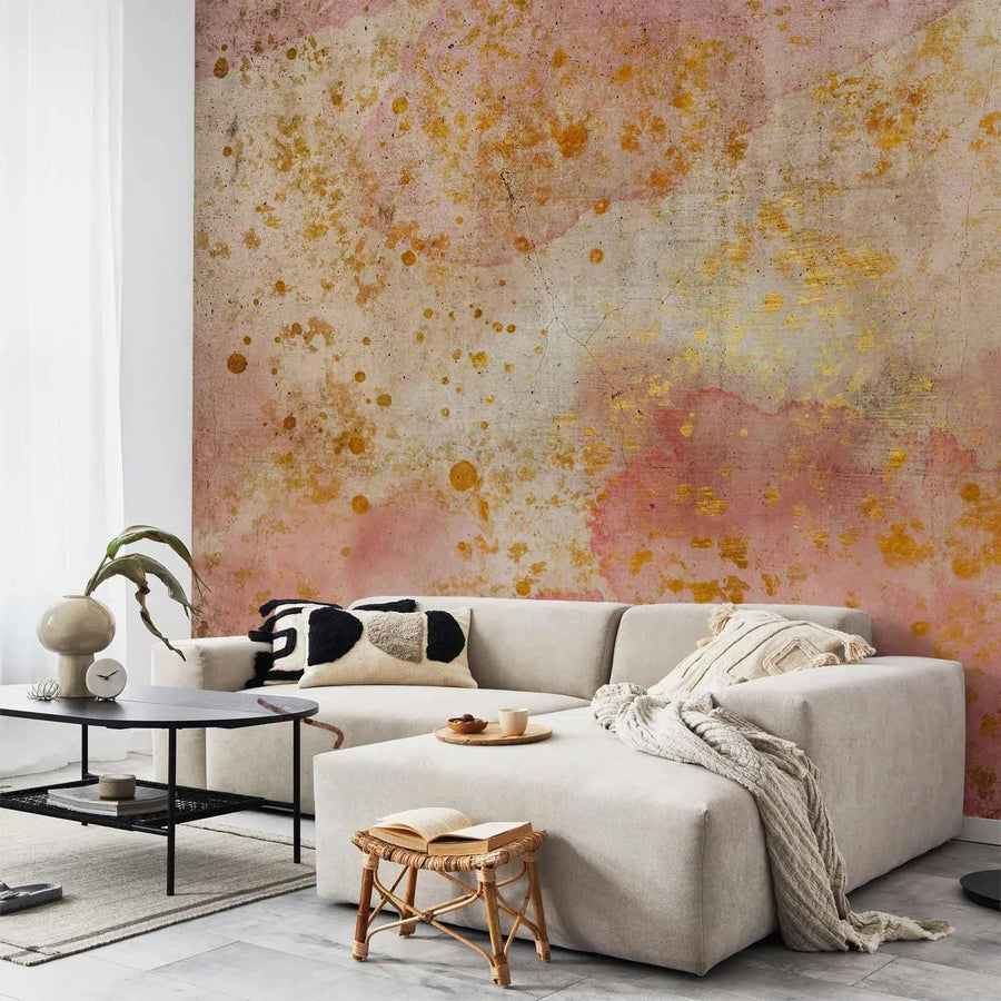 Fototapete Goldene Blasen – Elegantes Design mit Glanz-Effekt Sawelt