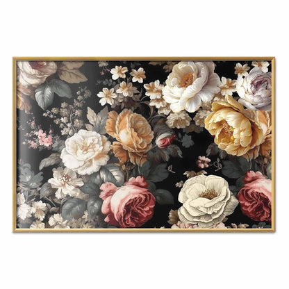 Poster - Colorful Flowers on a Black Background