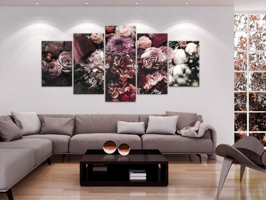 Gartentraum – 5-teiliges Leinwandbild mit Blumenmotiv