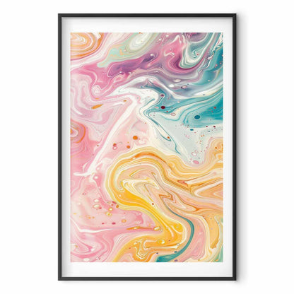 Poster - Colorful Chaos - dynamic shapes in shades of pink, yellow, and blue