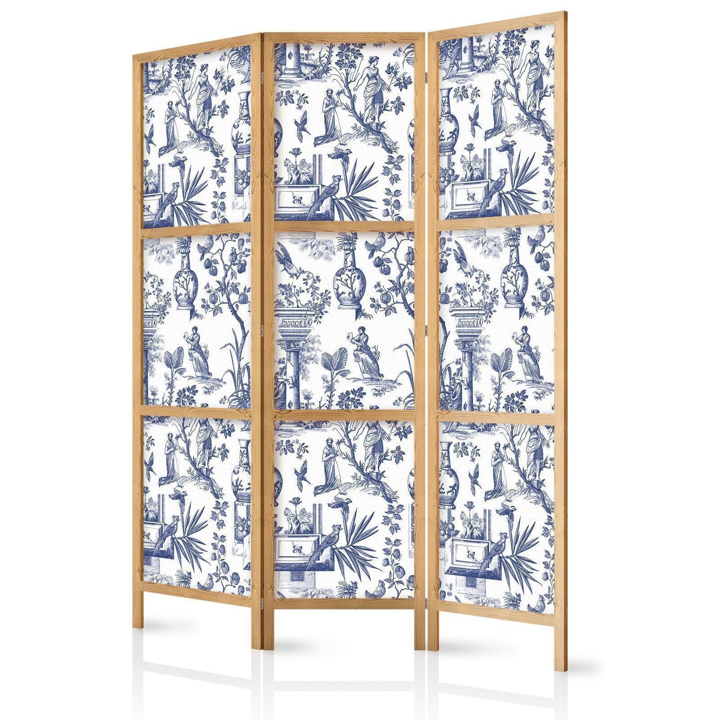 Japanischer Paravent - Rome and Botany - Blue Pattern with Greek and Plant Motif Artgeist