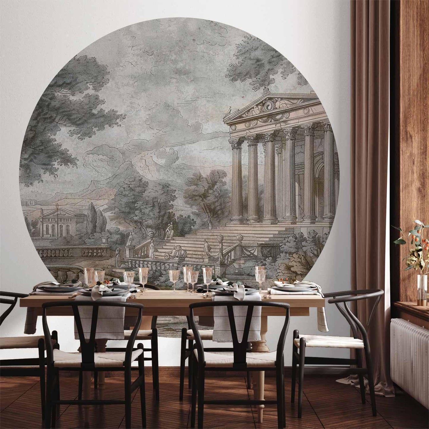 Runde Fototapete - Temple on a hill - Greek architecture in subdued colours