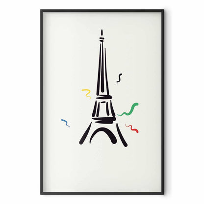 Poster - Black Illustration of the Eiffel Tower on a Light Background