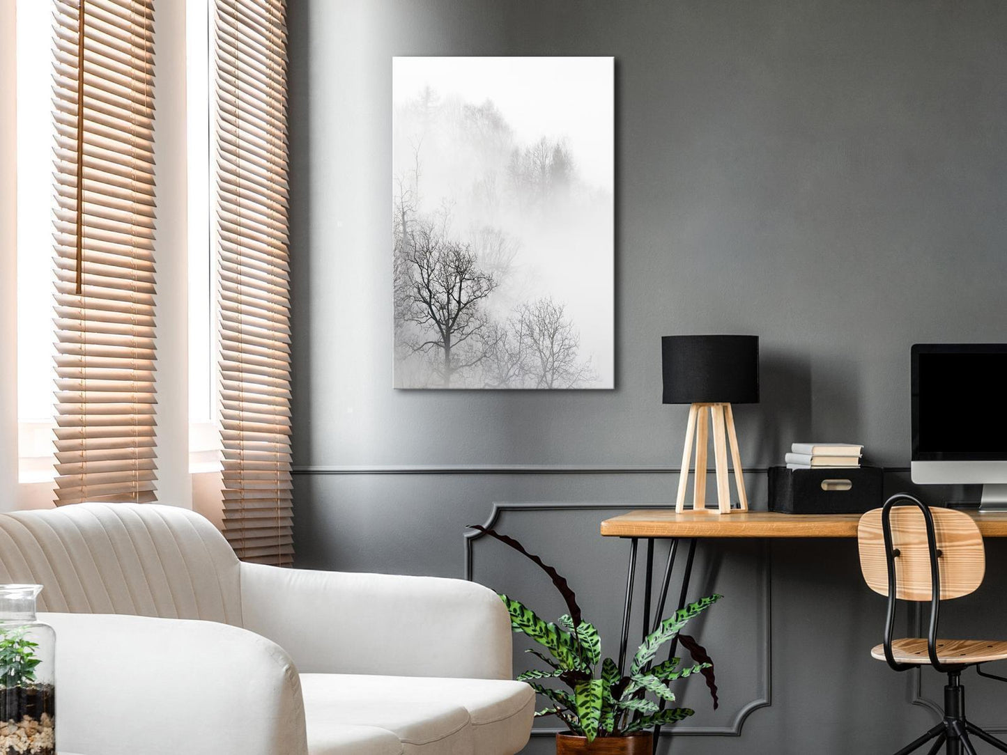 Wandbild „Bäume im Nebel“ – 1-teilig, vertikal