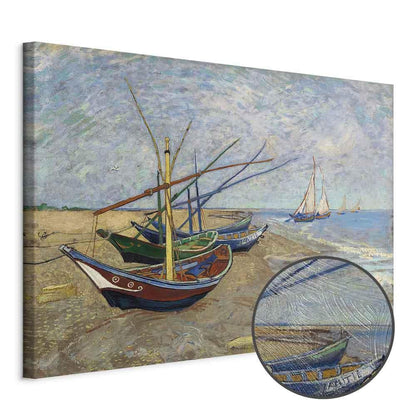 Leinwandbild - Vincent van Gogh – Fishing Boats on the Beach