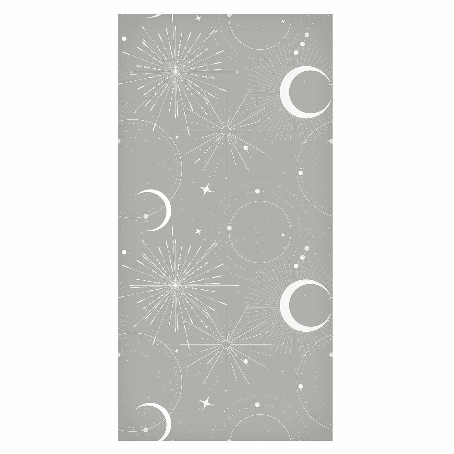 Tapete - Cosmic Fireworks - Elegant pattern with moons and stars on a gray background