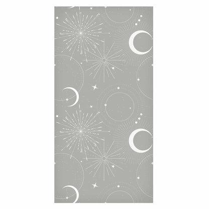 Tapete - Cosmic Fireworks - Elegant pattern with moons and stars on a gray background