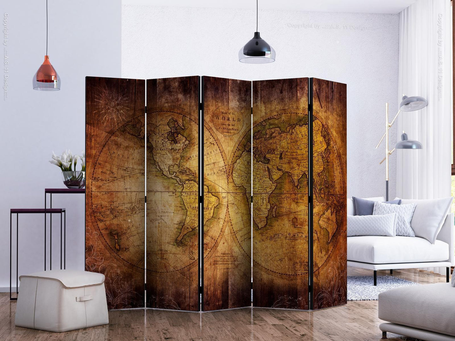 Paravent - World on old map II Artgeist