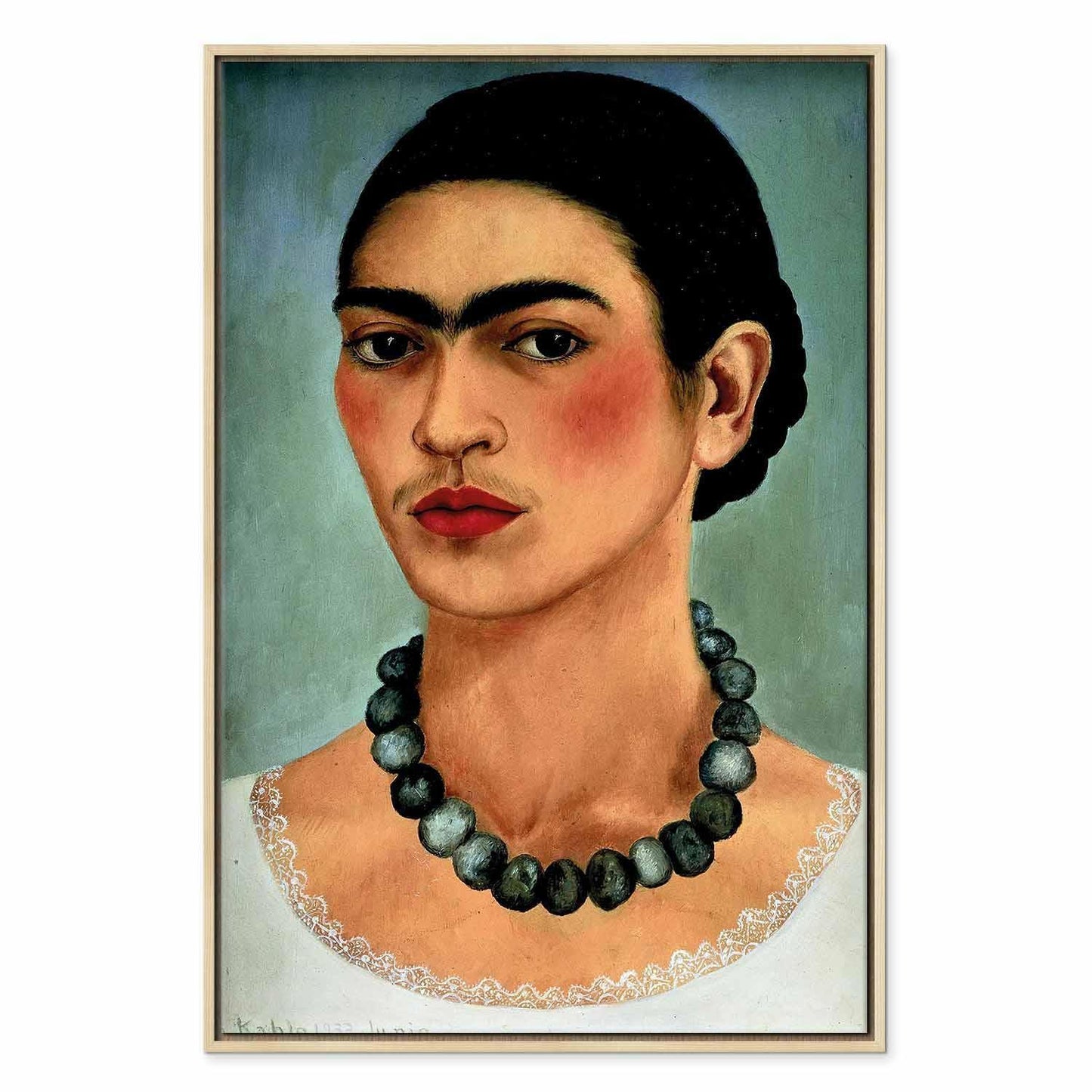 Leinwandbild - Frida Kahlo – Self-Portrait with Beaded Necklace