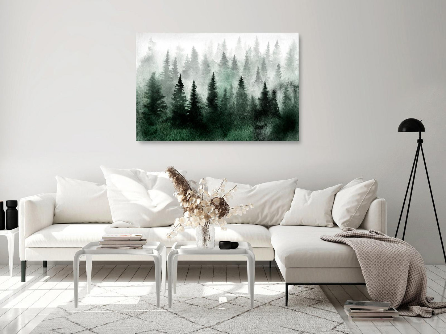 Leinwandbild - Scandinavian Foggy Forest (1 Part) Wide Artgeist