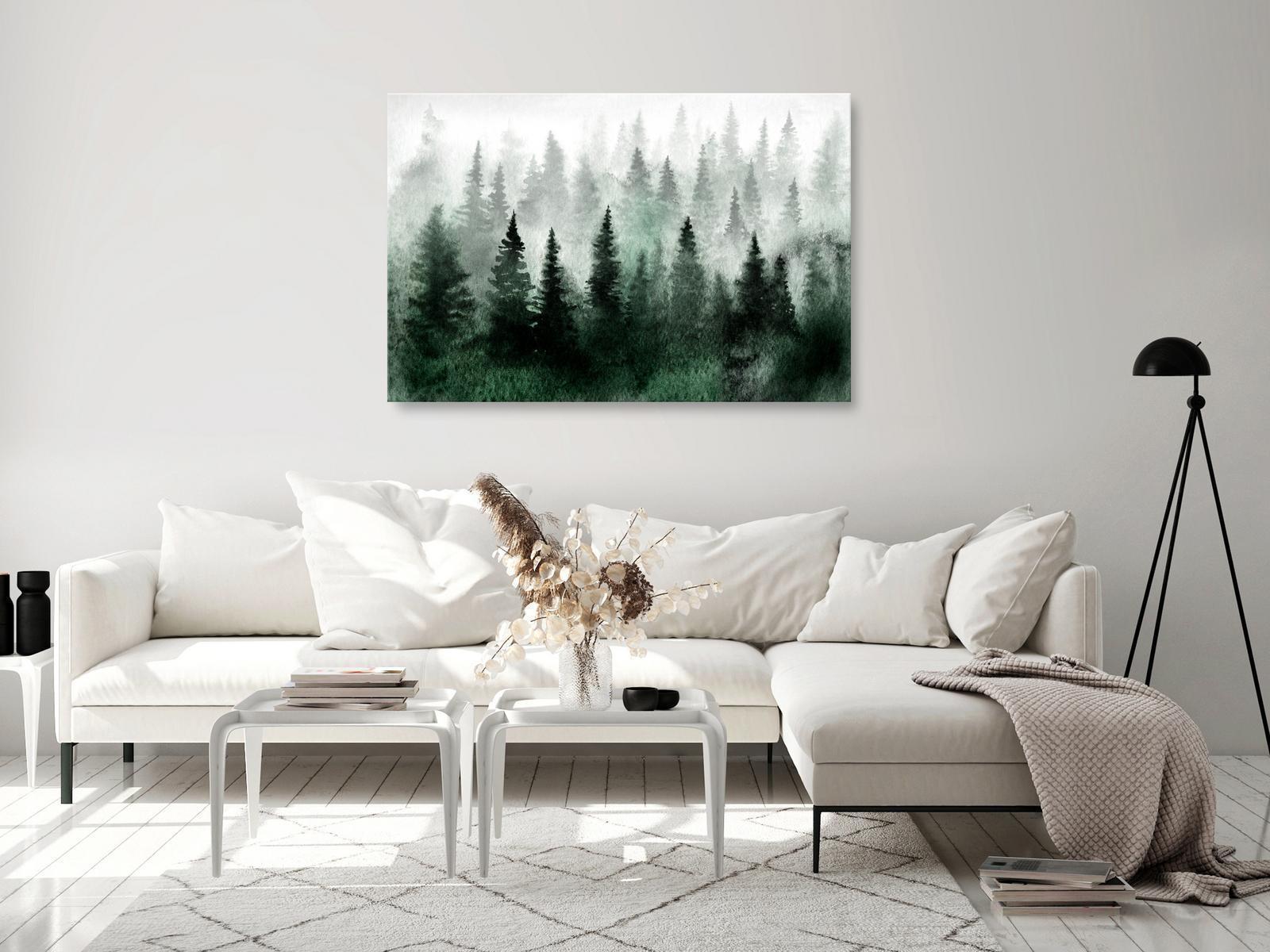 Leinwandbild - Scandinavian Foggy Forest (1 Part) Wide Artgeist