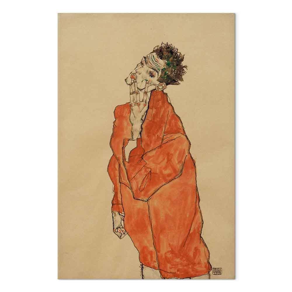 Leinwandbild - Egon Schiele – Self-Portrait (Man in Orange Jacket)