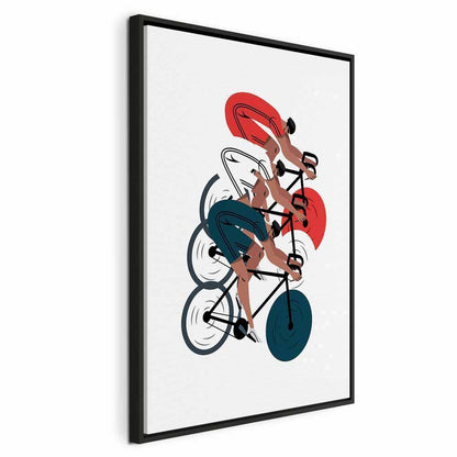 Leinwandbild - Cycling Race Competitors on a Light Background - Illustration
