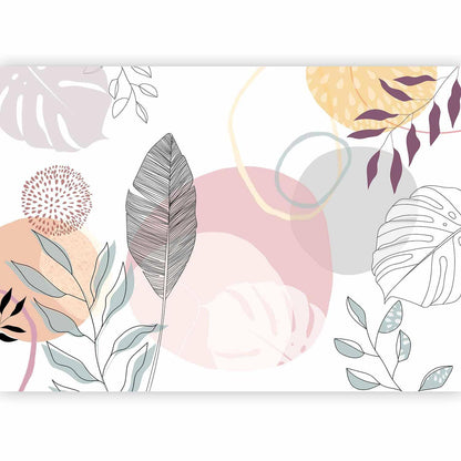 Botanische Strichzeichnung Wandtapete - Moderne Zimmer Deko