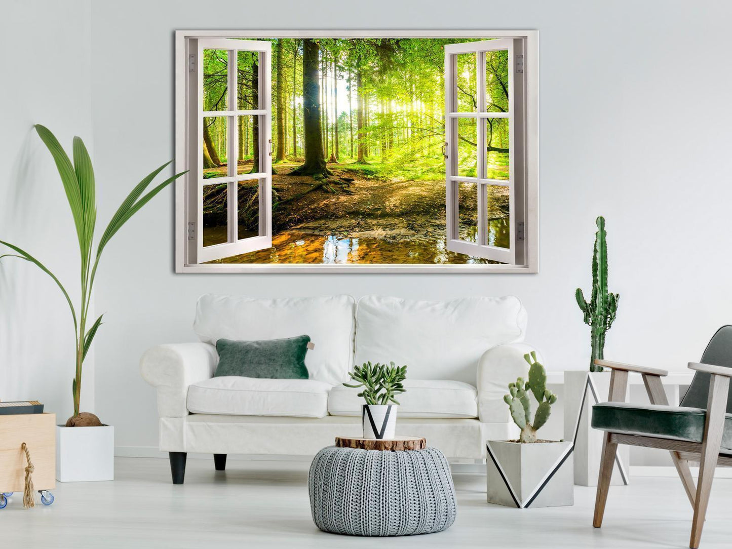 Leinwandbild - Window: View on Forest Artgeist