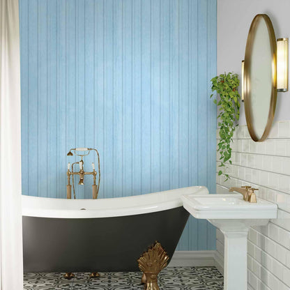 Tapete - Blue Panels - Wooden planks in a pastel blue shade