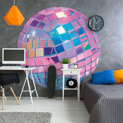 Runde Fototapete - Pink disco ball