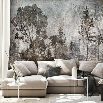 Fototapete Symbiose mit der Natur - Harmonische Waldlandschaft mit natürlichen Grüntönen