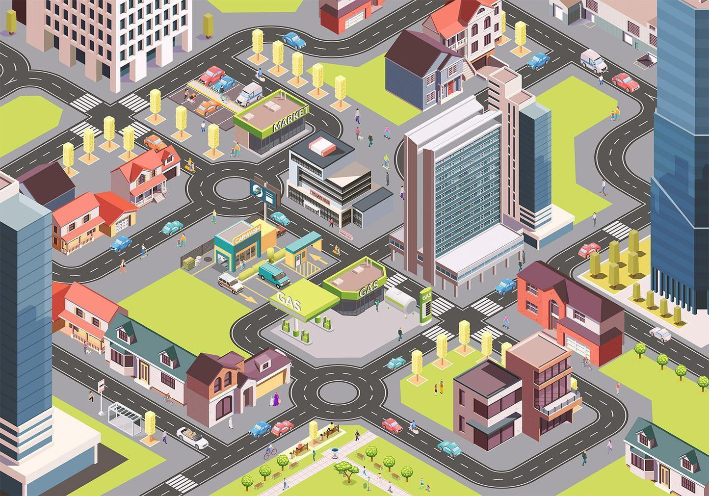 Fototapete – Bunte Stadtlandschaft für Kinderzimmer