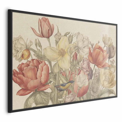 Poster - Flower Bouquet on a Cream Background