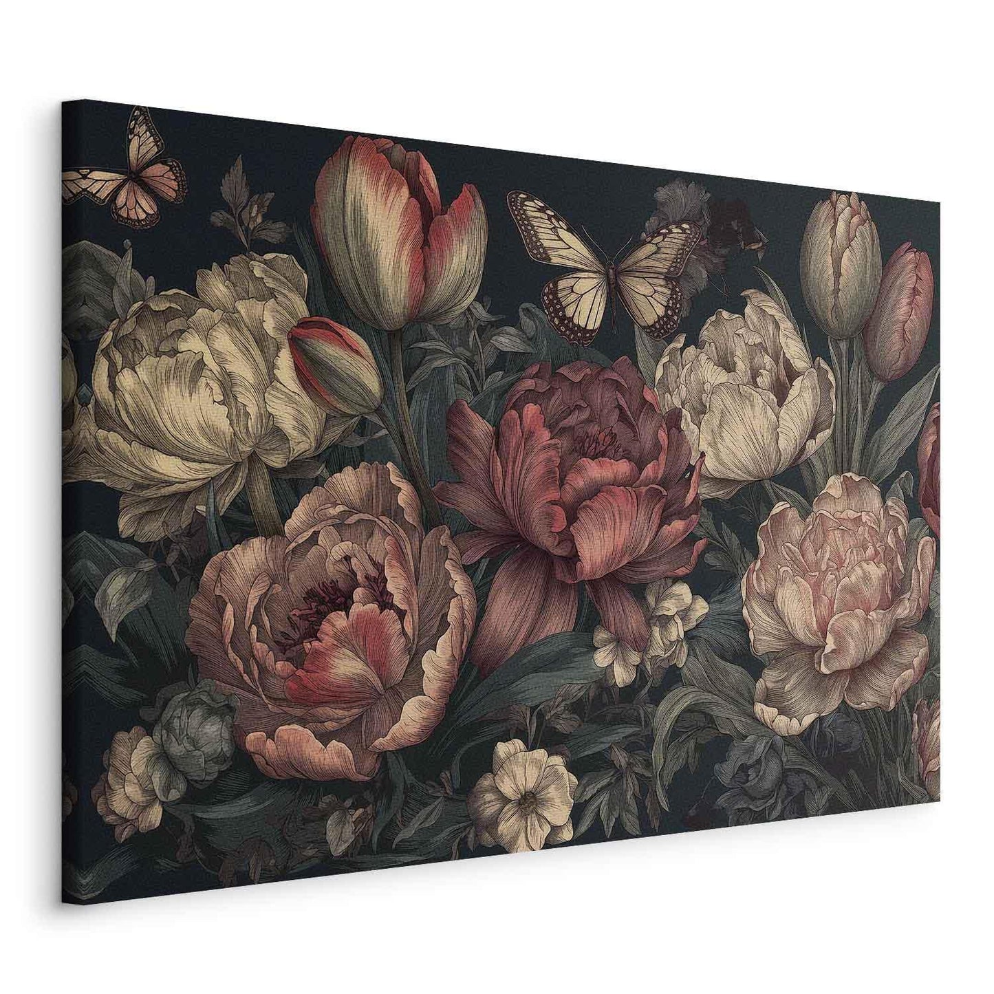 Leinwandbild - Flowers on a turquoise background