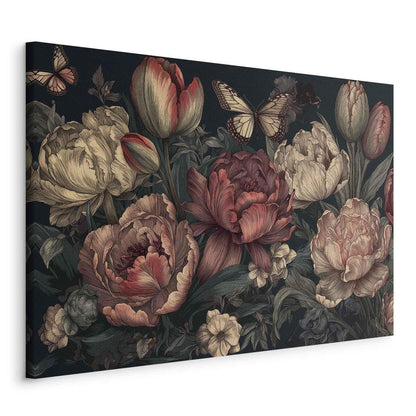 Leinwandbild - Flowers on a turquoise background