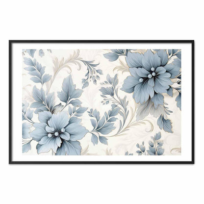 Poster - Turquoise Ornamental Retro Flowers