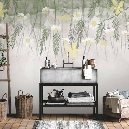 Fototapete - Home herbarium - subtle floral motif with flowers in watercolour style