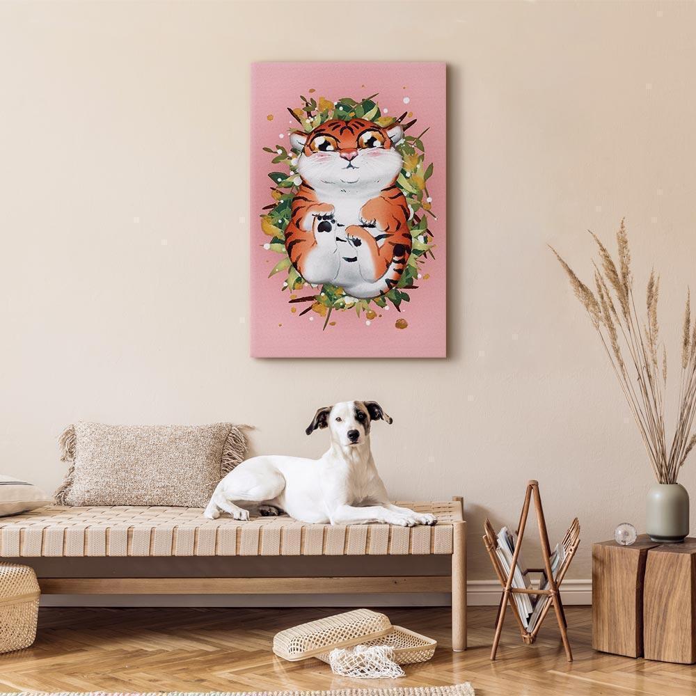 Leinwandbild - Tigger on the Grass (1 Part) Vertical