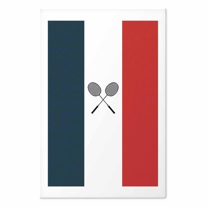 Poster - French Flags and Black Badminton Rackets