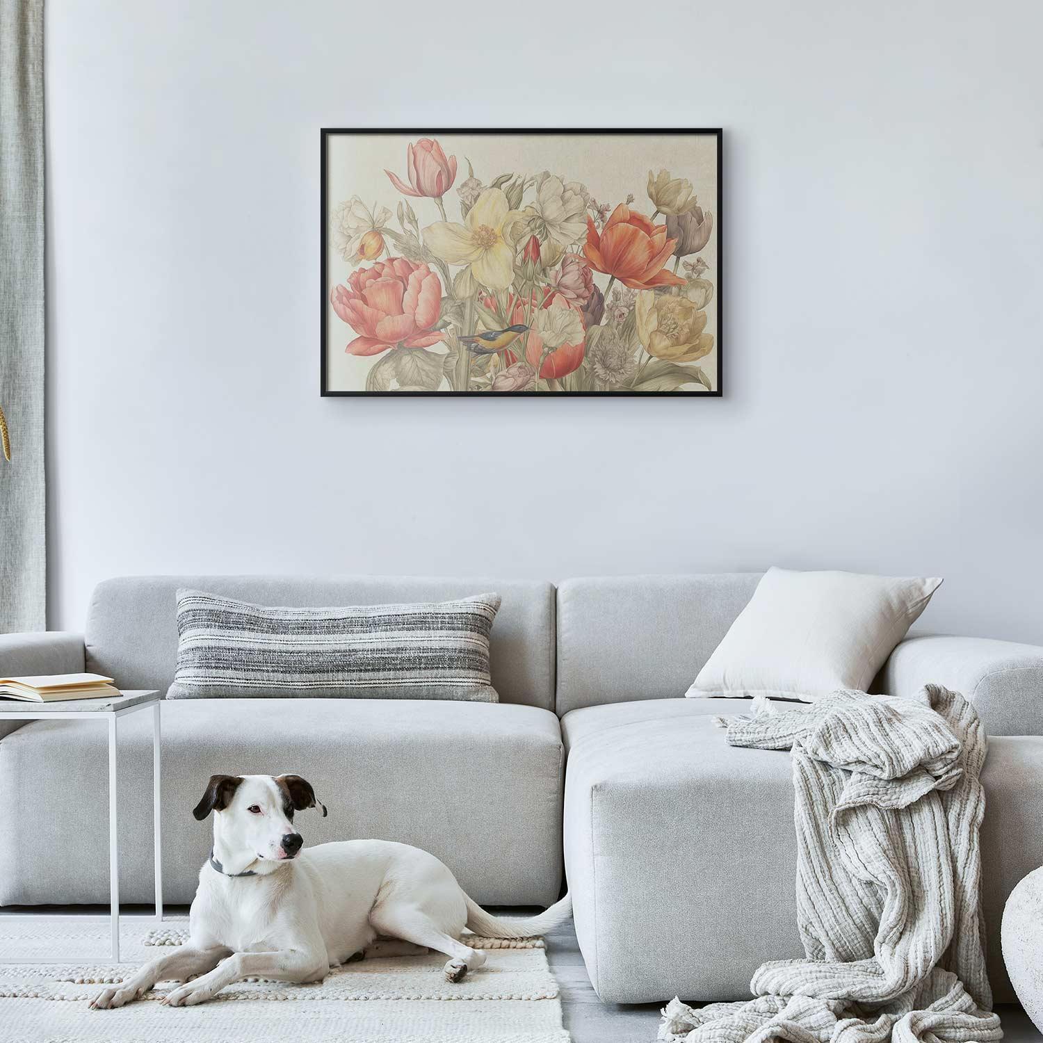 Poster - Flower Bouquet on a Cream Background Artgeist