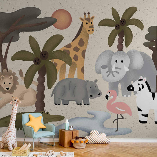 Fototapete - Children's Africa - Animals With Simple Shapes Artgeist