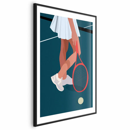 Poster - Tennis Player with a Red Racket on the Court - Illustration
