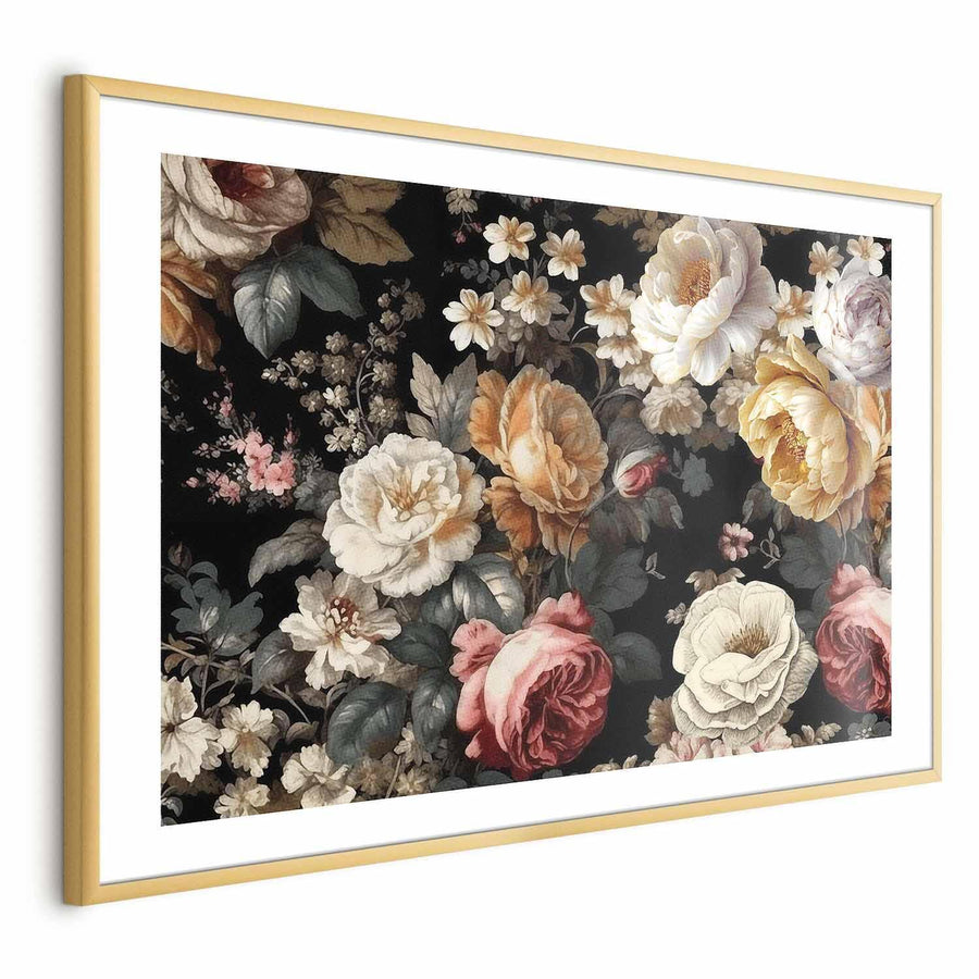 Poster - Colorful Flowers on a Black Background Artgeist