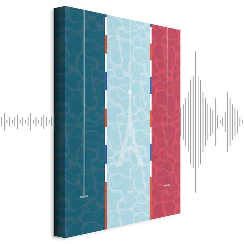 Leinwandbild - Graphic Illustration of a Swimming Pool Against the Backdrop of the French Flag