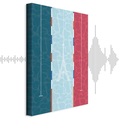 Leinwandbild - Graphic Illustration of a Swimming Pool Against the Backdrop of the French Flag